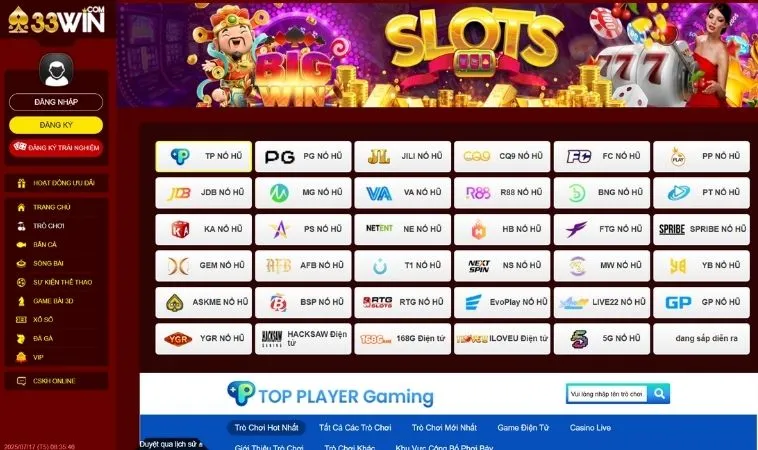 Sảnh nổ hũ 33WIN hợp tác với những nhà cung cấp hàng đầu