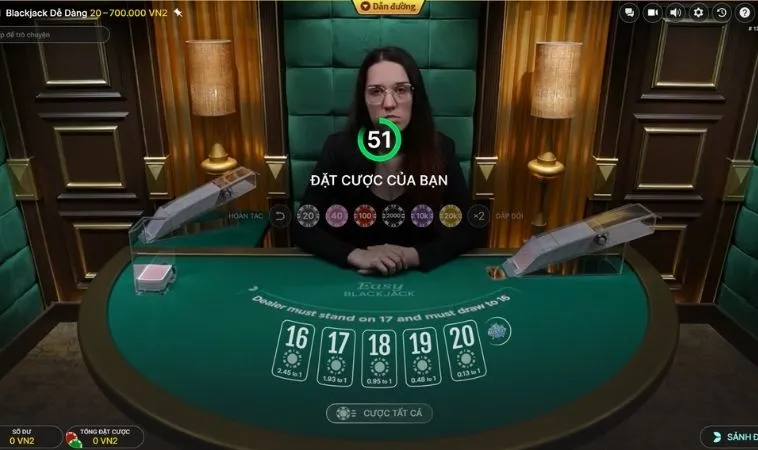 Bí Quyết Chinh Phục Blackjack Tại 33WIN Từ Cao Thủ Cá Cược 1 Giao diện chơi Blackjack tại 33WIN