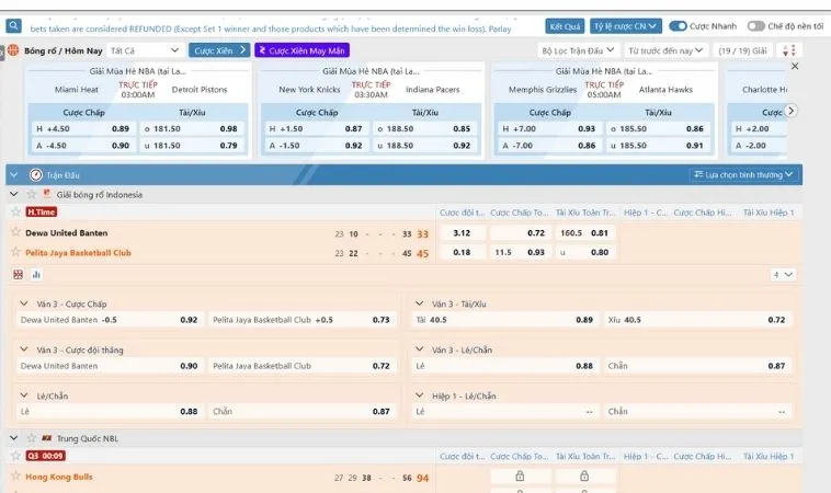 Bí Quyết Cá Cược Bóng Rổ 33WIN: Hướng Dẫn Chi Tiết Cho Cao Thủ 1 Giao diện đặt cược kèo cá cược bóng rổ 33WIN